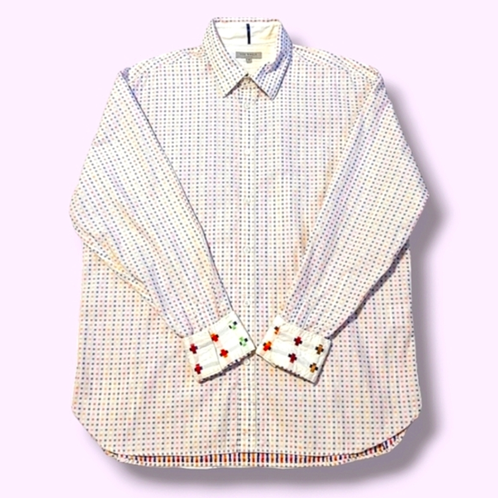 Ted Baker London woven multicolor dress shirt XXL
